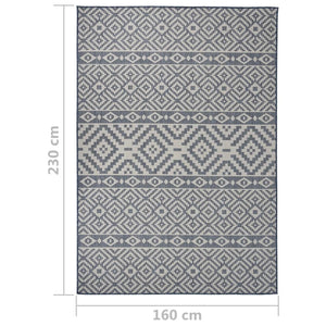 Tappeto da Esterni a Tessitura Piatta 160x230 cm Strisce Blu 340839