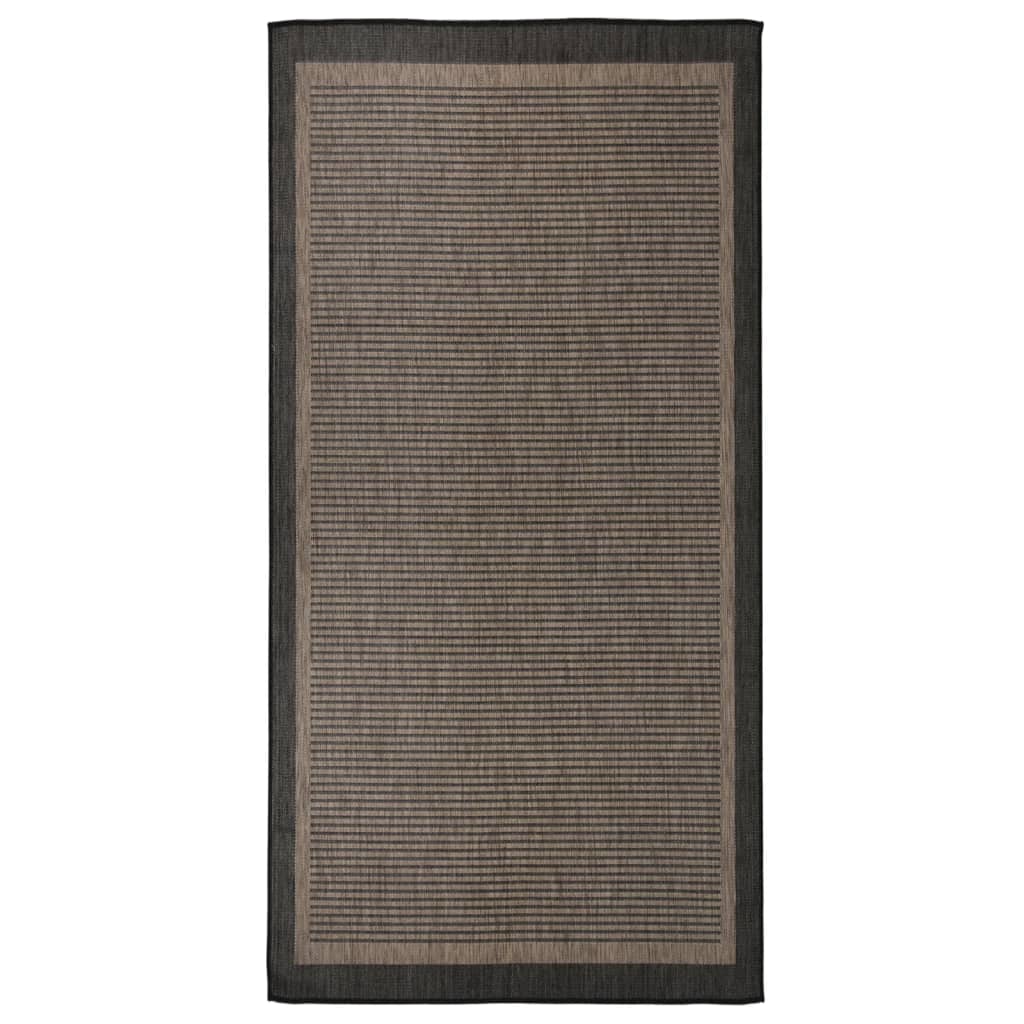 Tappeto da Esterni a Tessitura Piatta 100x200 cm Marrone Scuro 340843