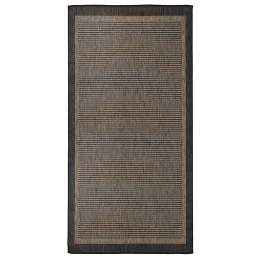 Tappeto da Esterni a Tessitura Piatta 100x200 cm Marrone Scuro 340843