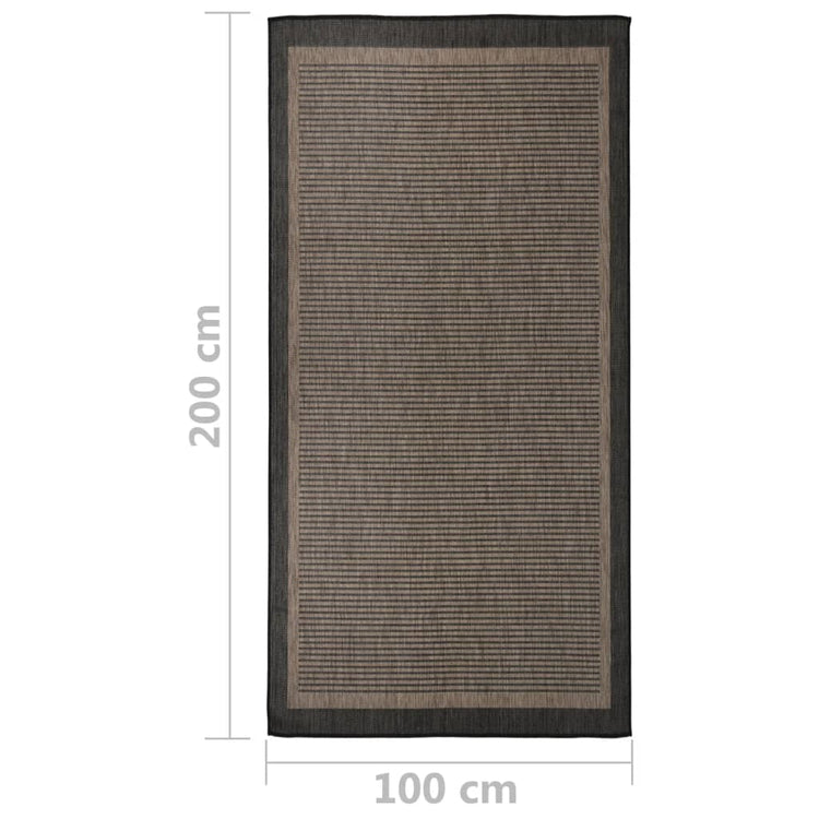 Tappeto da Esterni a Tessitura Piatta 100x200 cm Marrone Scuro 340843