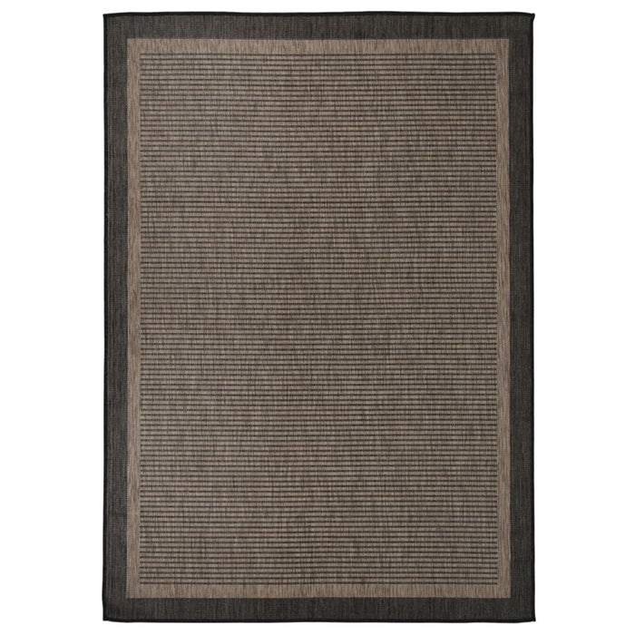 Tappeto da Esterni a Tessitura Piatta 140x200 cm Marrone Scuro 340845