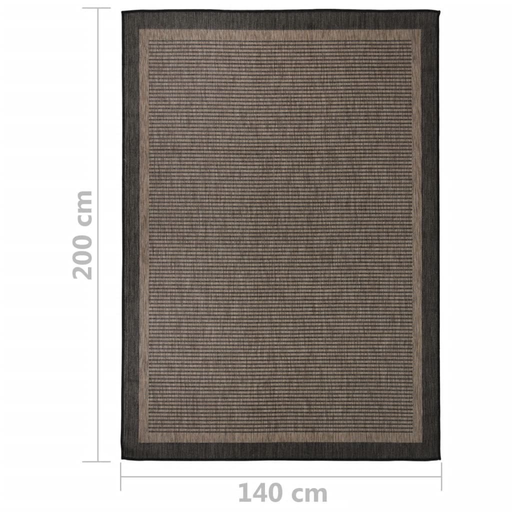 Tappeto da Esterni a Tessitura Piatta 140x200 cm Marrone Scuro 340845