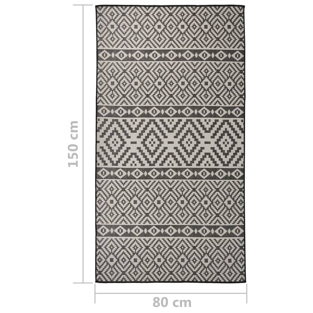 Tappeto da Esterni a Tessitura Piatta 80x150 cm Strisce Nere 340848