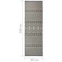 Tappeto da Esterni a Tessitura Piatta 80x250 cm Strisce Nere 340849