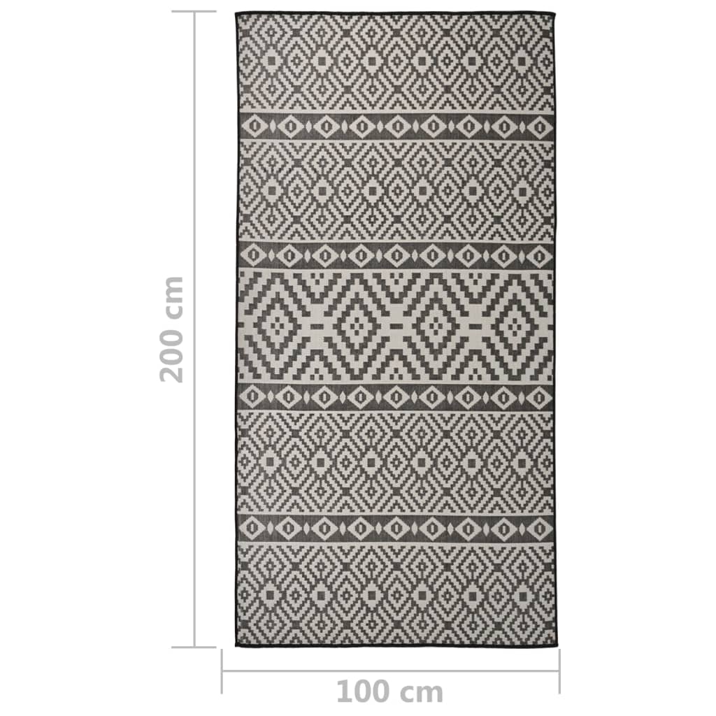 Tappeto da Esterni a Tessitura Piatta 100x200 cm Strisce Nere 340850