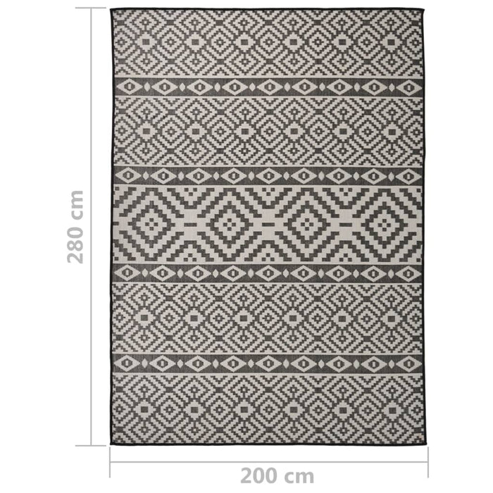 Tappeto da Esterni a Tessitura Piatta 200x280 cm Strisce Nere 340854