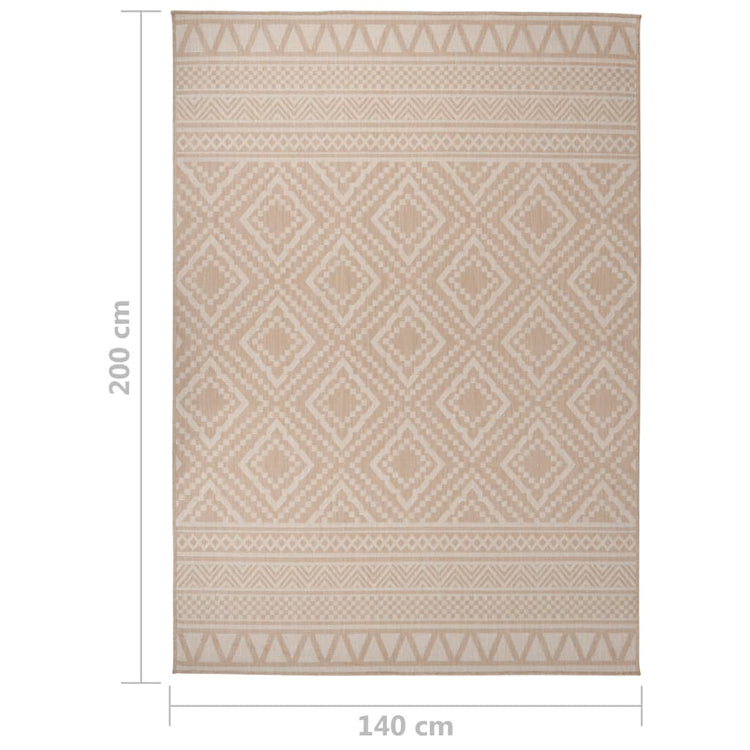 Tappeto da Esterni a Tessitura Piatta 140x200cm Strisce Marroni 340866