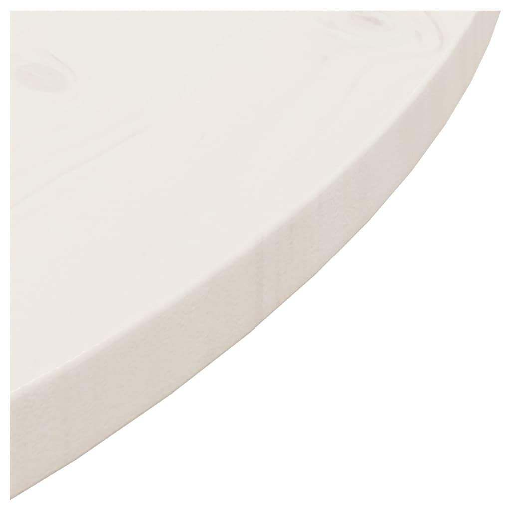 Piano Tavolo Bianco Ø80x2,5 cm in Legno Massello di Pino 813656