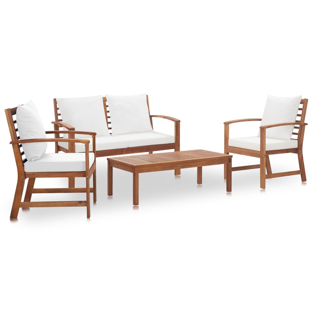 Set Salotto da Giardino 4pz con Cuscini Legno Massello Acacia 318338