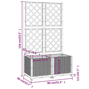 Fioriera da Giardino con Graticcio Grigio Scuro 80x40x136 cm PP cod mxl 53142