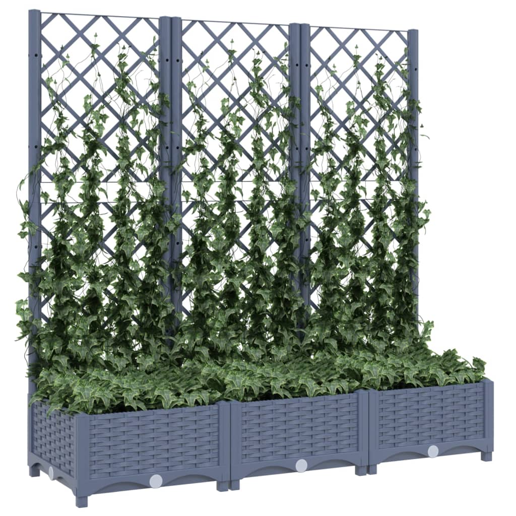 Fioriera da Giardino e Graticcio Grigio Scuro 120x40x121,5cm PP 318252