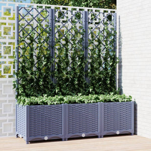 Fioriera da Giardino con Graticcio Grigio Blu 120x40x136 cm PP 318253