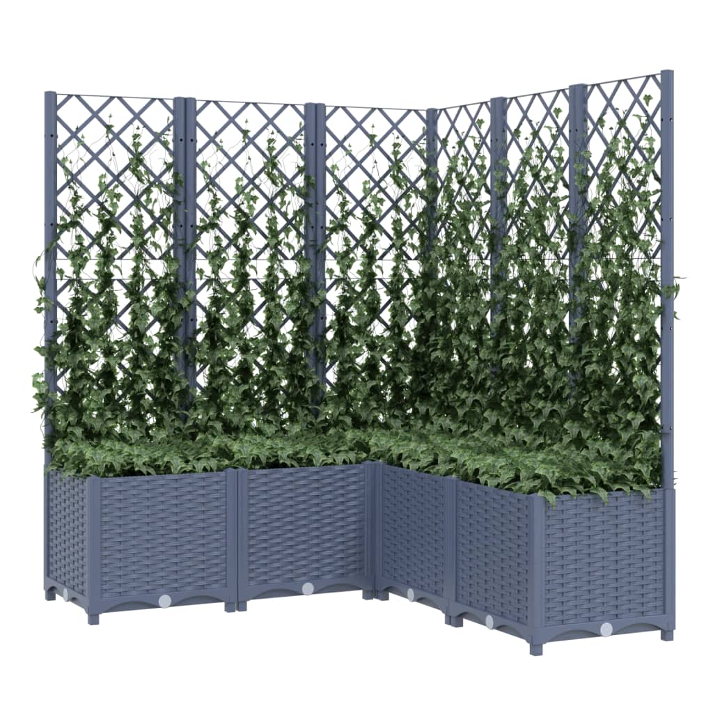 Fioriera da Giardino Graticcio Grigio Scuro 120x120x136cm PP 318257