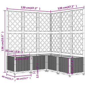 Fioriera da Giardino Graticcio Grigio Scuro 120x120x136cm PP cod mxl 50149