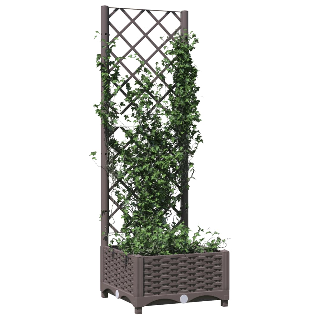 Fioriera da Giardino con Graticcio Marrone 40x40x121,5 cm in PP 318258