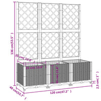 Fioriera da Giardino con Graticcio Marrone 120x40x136 cm in PP 318263