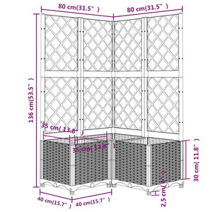 Fioriera da Giardino con Graticcio Marrone 80x80x136 cm in PP cod mxl 67083