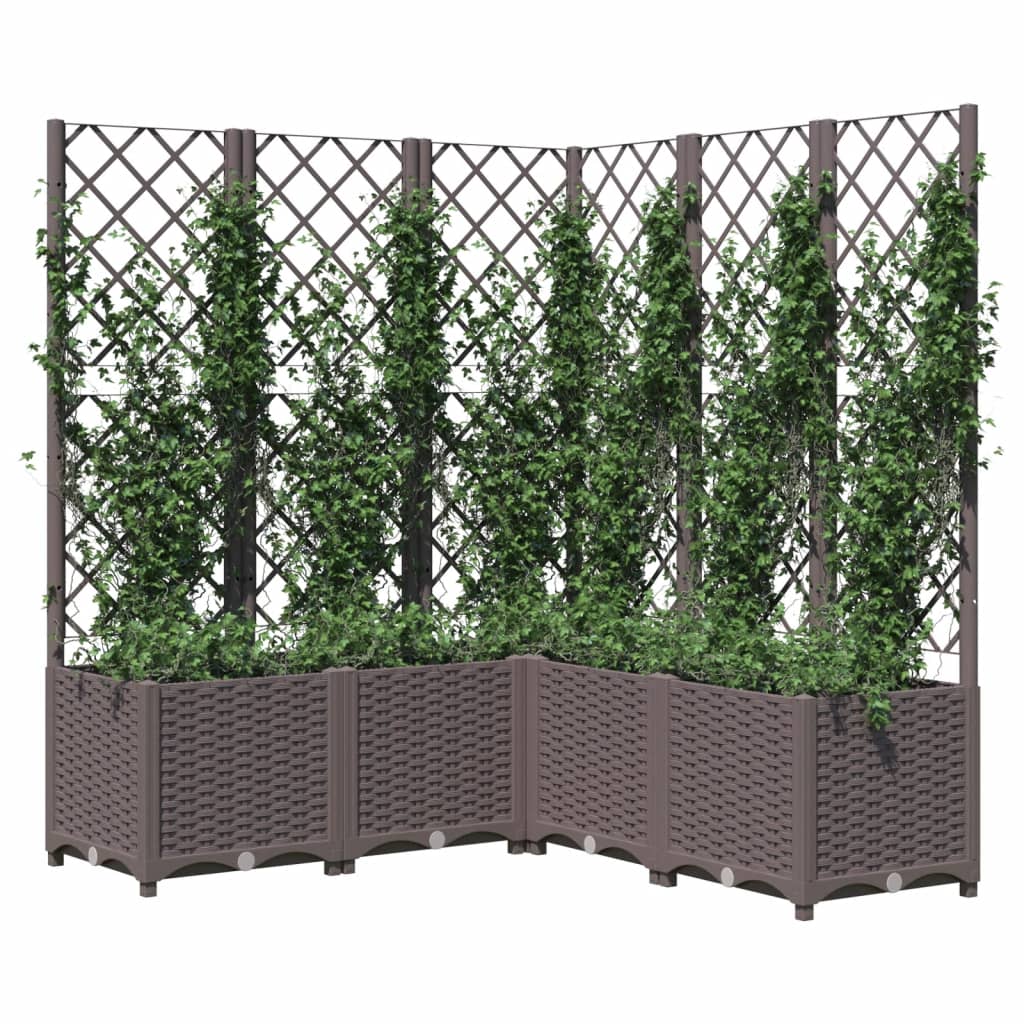 Fioriera da Giardino con Graticcio Marrone 120x120x136 cm in PP cod mxl 46504