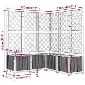 Fioriera da Giardino con Graticcio Marrone 120x120x136 cm in PP cod mxl 46504