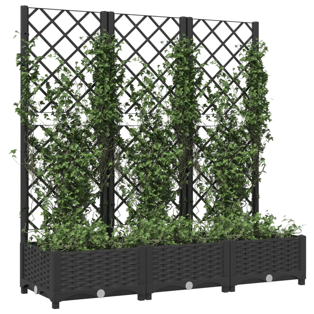 Fioriera da Giardino con Graticcio Nero 120x40x121,5 cm in PP cod mxl 67307