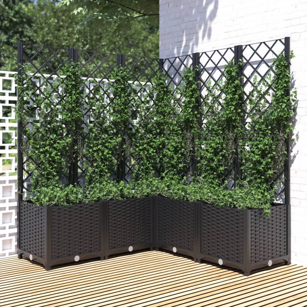 Fioriera da Giardino con Graticcio Nero 120x120x136 cm in PP 318277