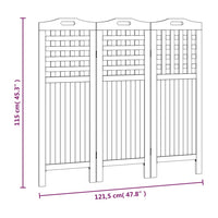 Divisorio a 3 Pannelli 121,5x2x115 cm Legno Massello di Acacia 318546