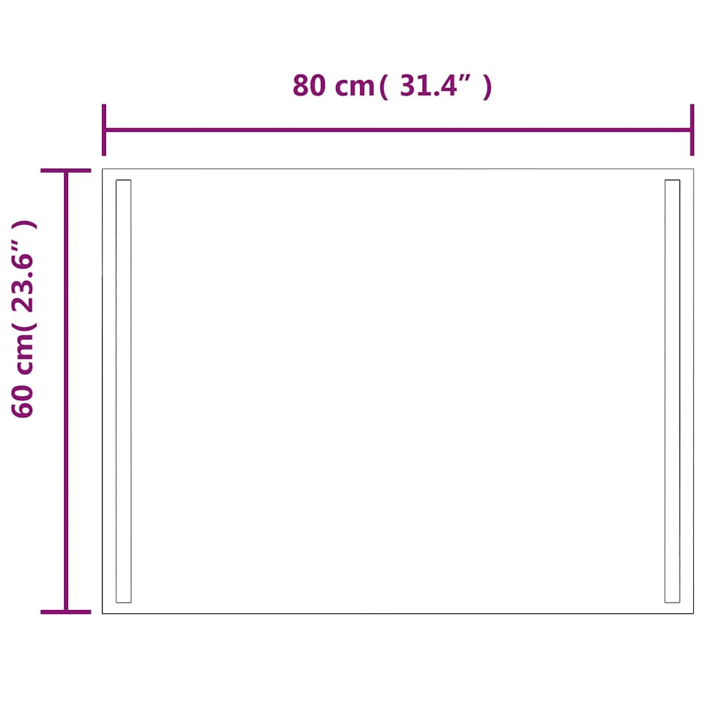 Specchio da Bagno con Luci LED 80x60 cm 151749