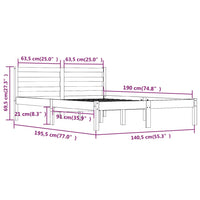 Giroletto Legno Massello di Pino 135x190 cm Bianco 4FT6 Double 810406