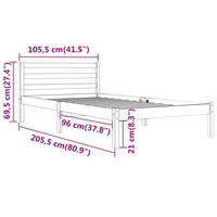 Telaio Letto in Legno Massello di Pino 100x200 cm cod mxl 58897