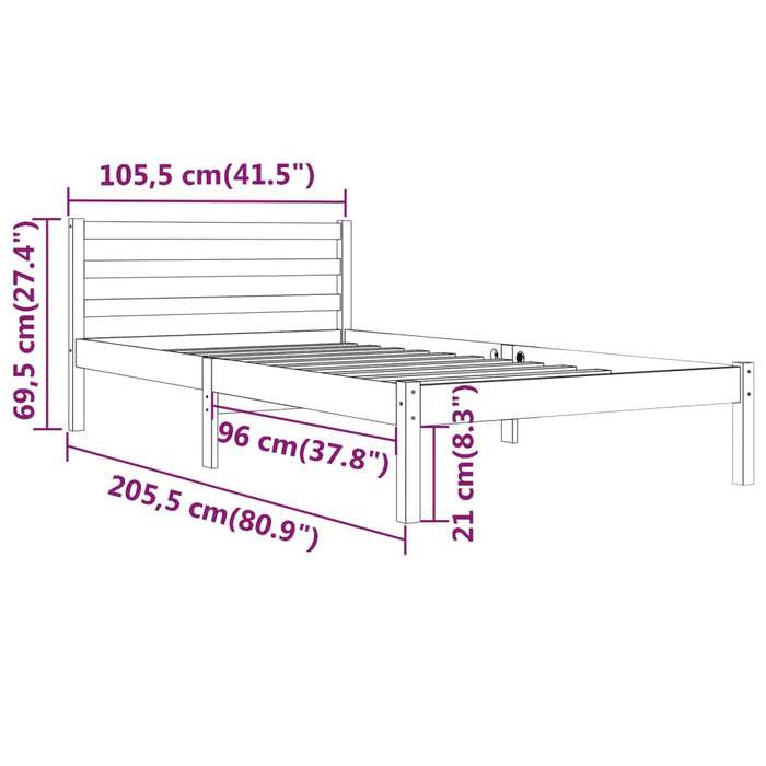 Telaio Letto in Legno Massello di Pino 100x200 cm cod mxl 58897