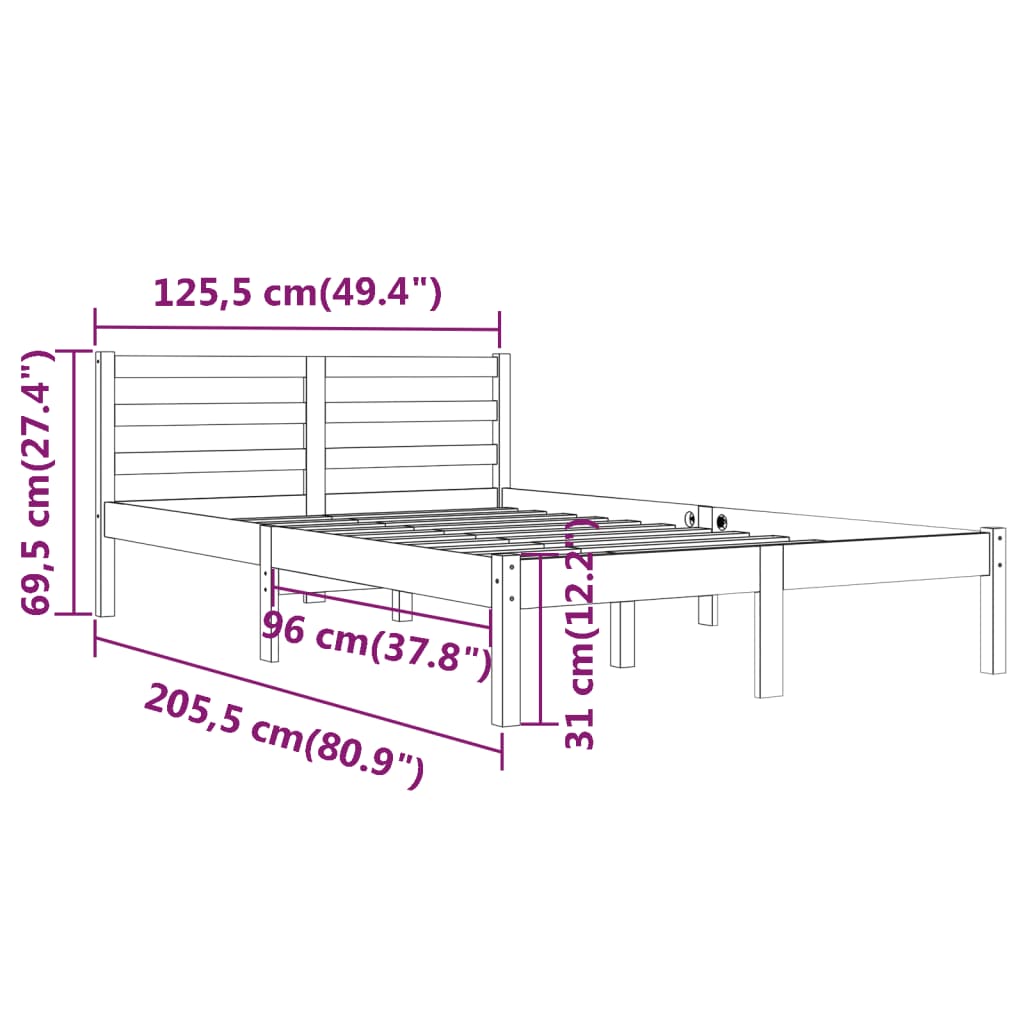 Telaio Letto in Legno Massello di Pino 120x200 cm cod mxl 60744