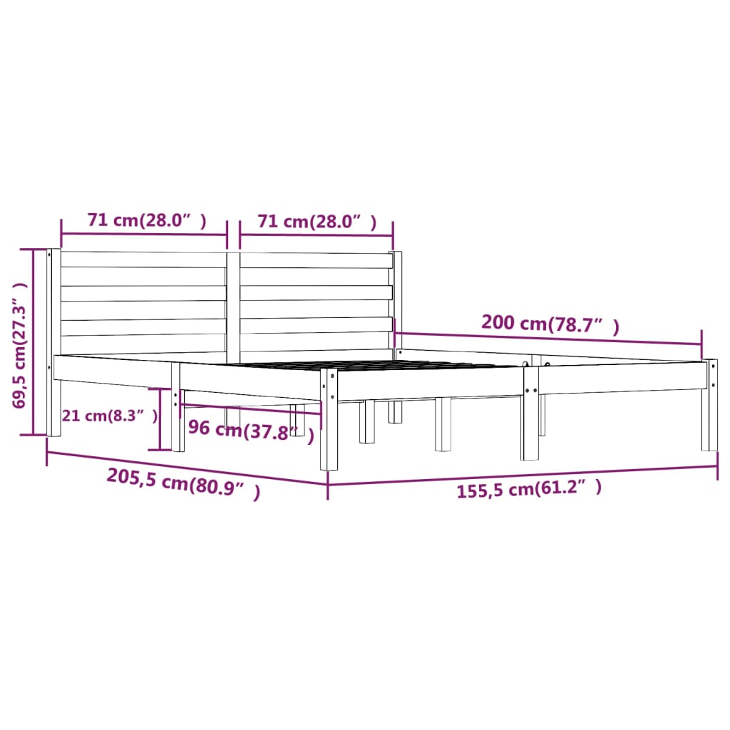 Giroletto Legno Massello di Pino 150x200 cm Miele 5FT King Size 810438