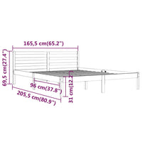 Giroletto in Legno Massello di Pino 160x200 cm Grigio 810442