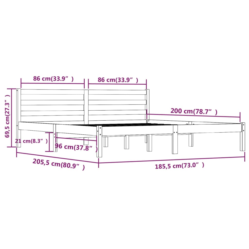 Giroletto Legno Massello Pino 180x200 cm Bianco 6FT Super King cod mxl 65044