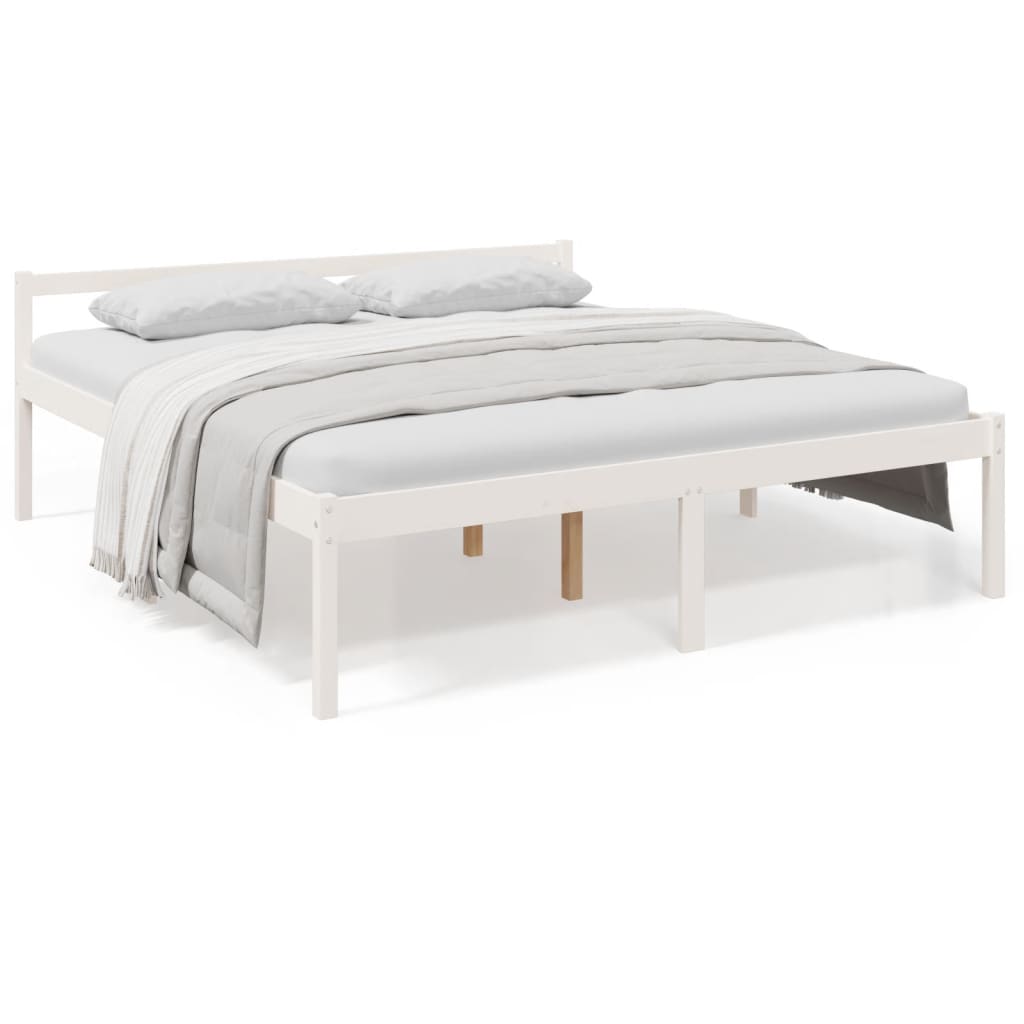 Letto per Anziani Bianco 180x200 cm Super King Legno di Pino 810630