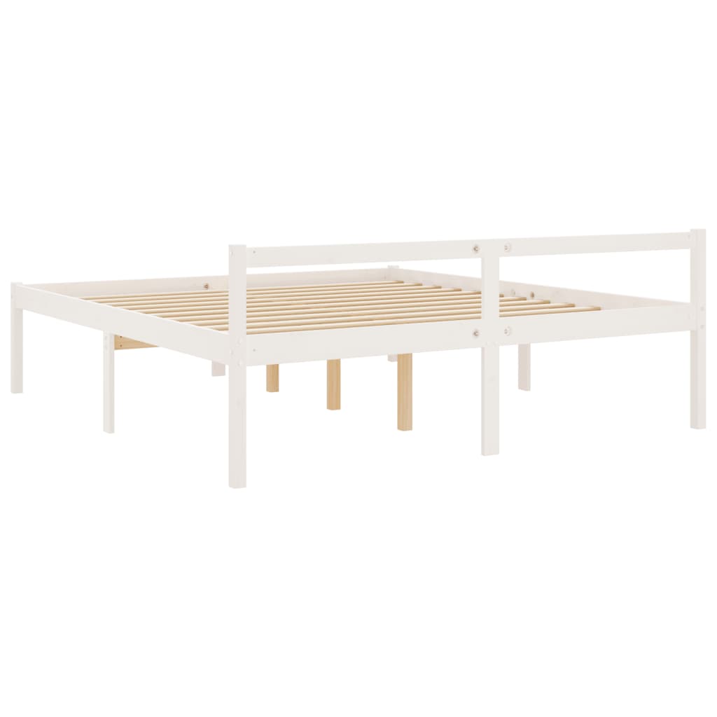 Letto per Anziani Bianco 180x200 cm Super King Legno di Pino 810630