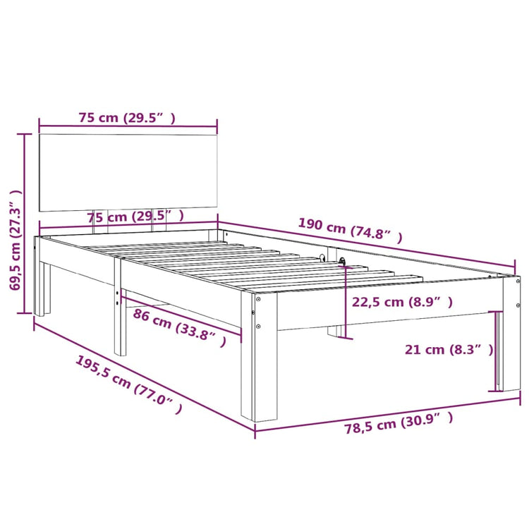 Giroletto in Legno Massello 75x190 cm 2FT6 Small Single cod mxl 62103