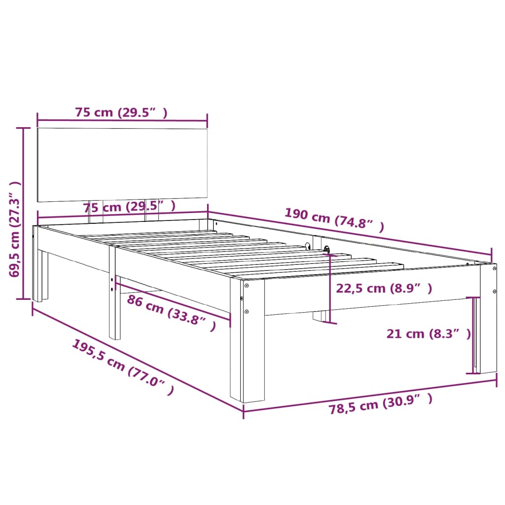 Giroletto in Legno Massello 75x190 cm 2FT6 Small Single 810455