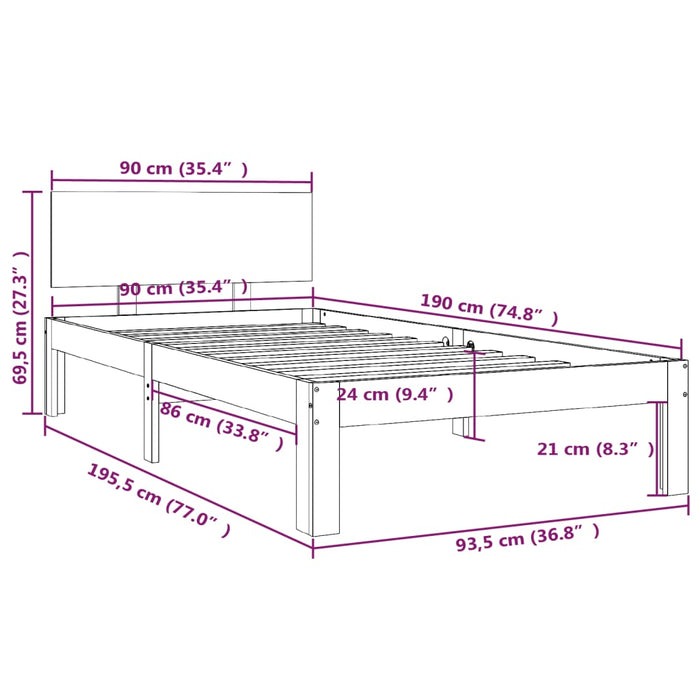 Giroletto in Legno Massello 90x190 cm 3FT Single cod mxl 65012