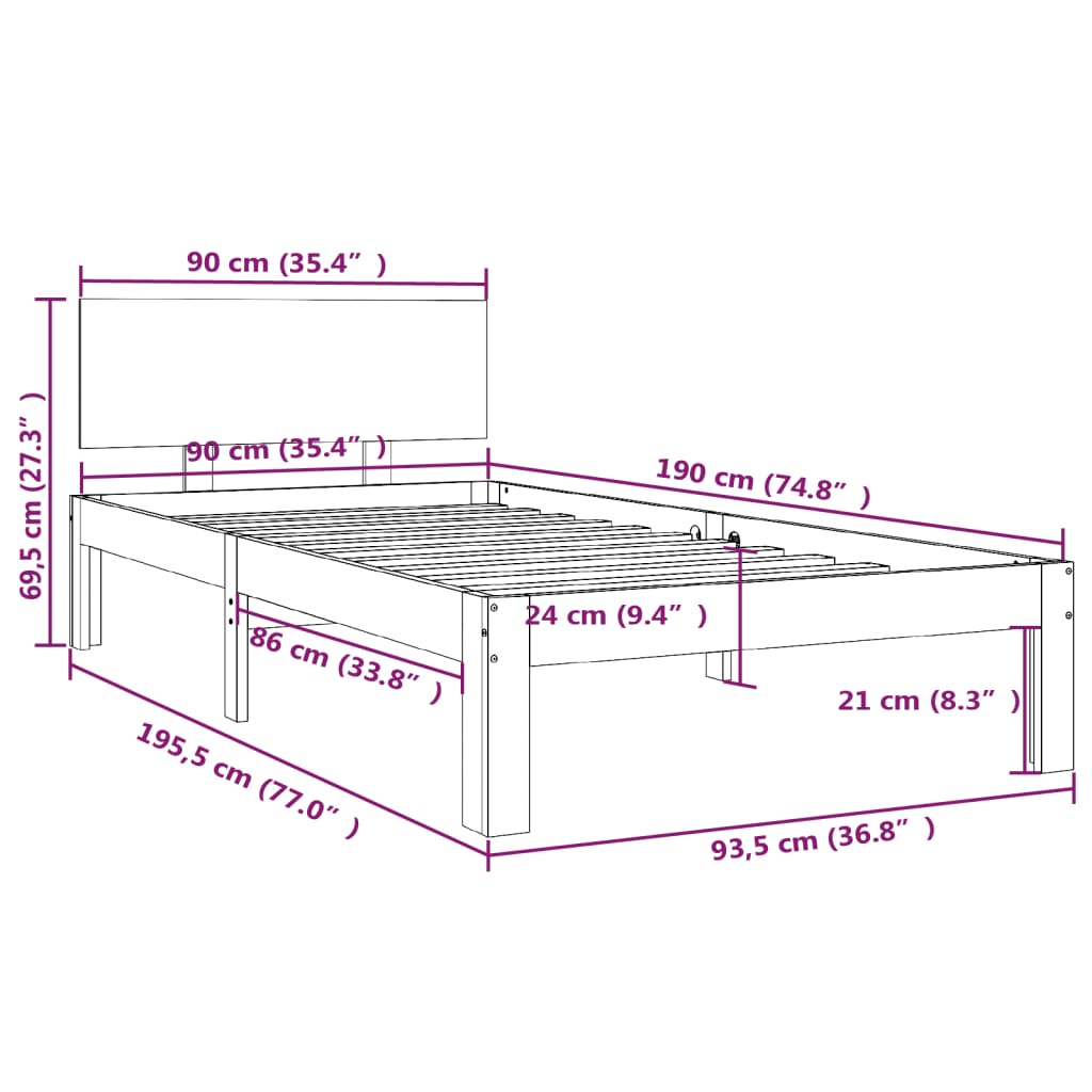 Giroletto in Legno Massello 90x190 cm Single 810460