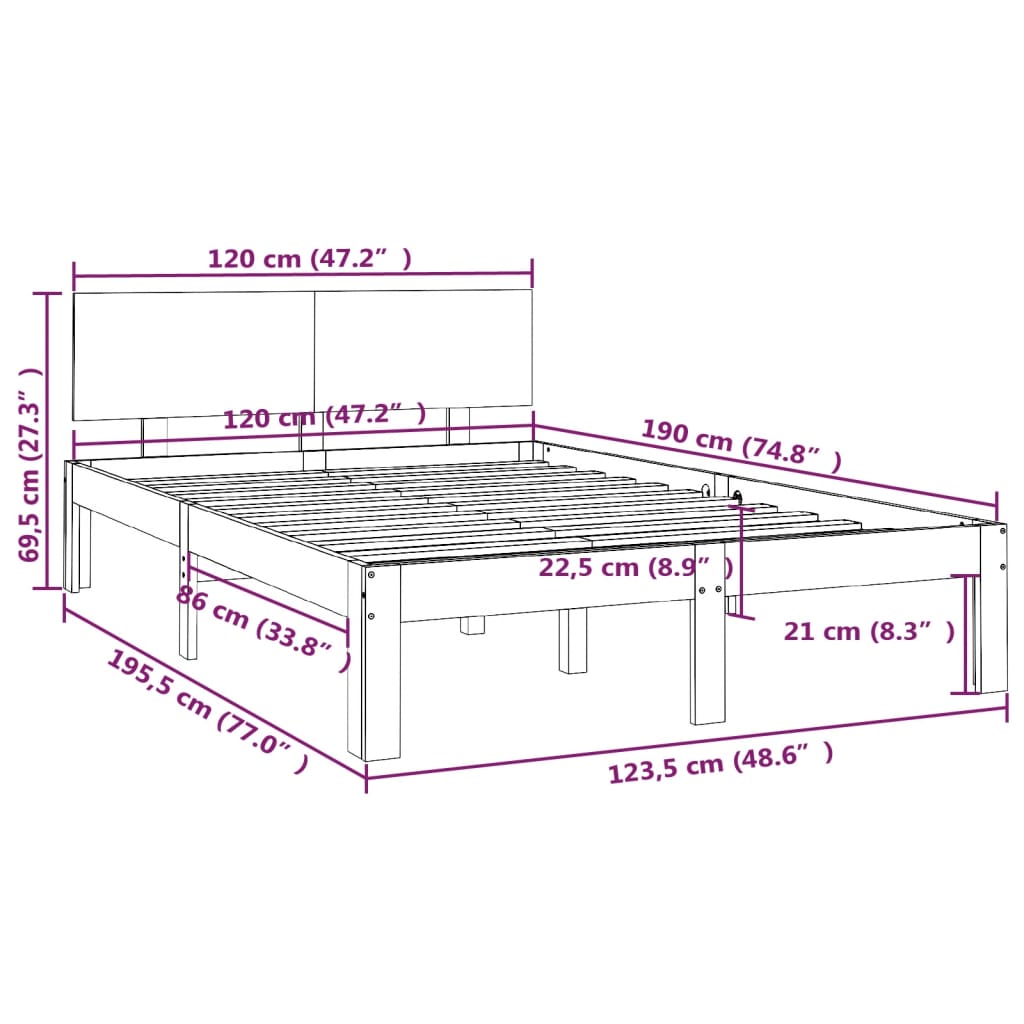 Giroletto in Legno Massello 120x190 cm 4FT Small Double cod mxl 58982