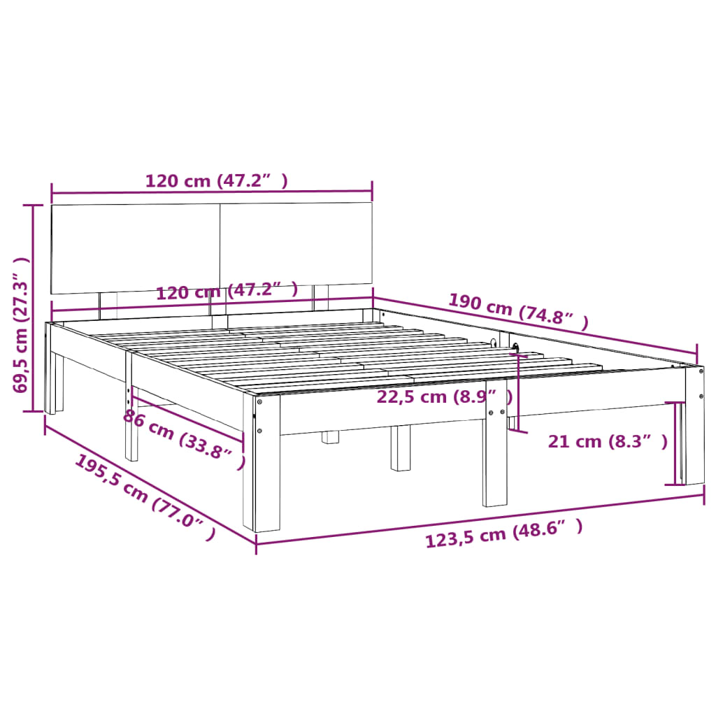 Giroletto Miele in Legno Massello 120x190 cm 4FT Small Double cod mxl 59416