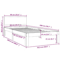 Giroletto Grigio in Legno Massello di Pino 90x200 cm cod mxl 56869