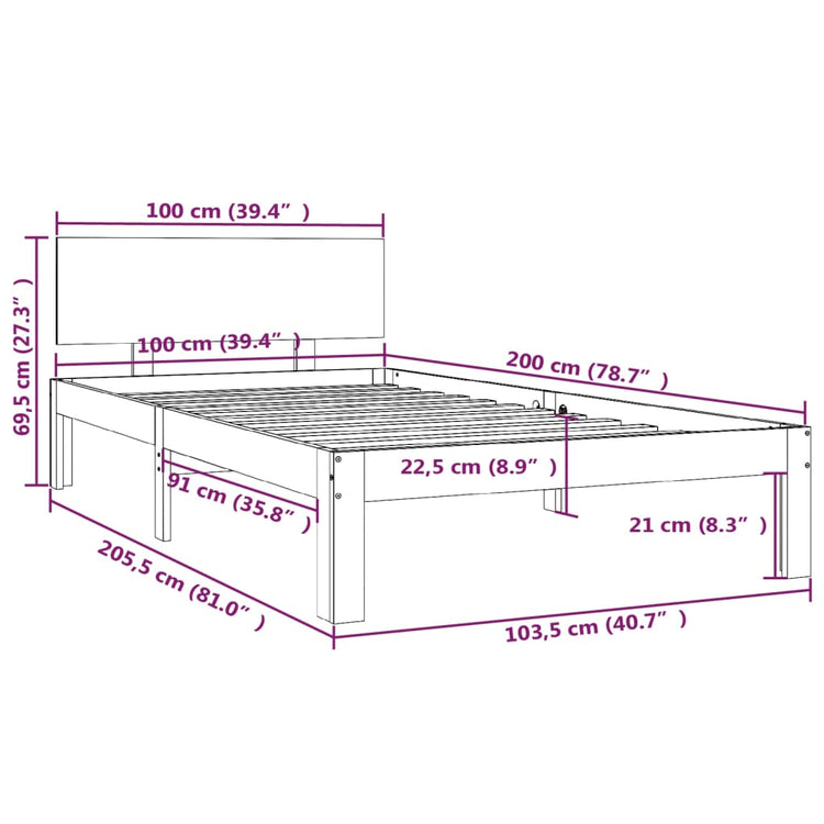 Giroletto Grigio in Legno Massello di Pino 100x200 cm cod mxl 56682