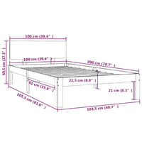 Giroletto Grigio in Legno Massello di Pino 100x200 cm 810487