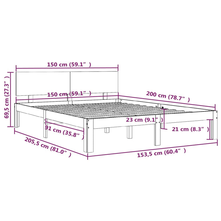 Giroletto in Legno Massello 150x200 cm 5FT King Size cod mxl 59733