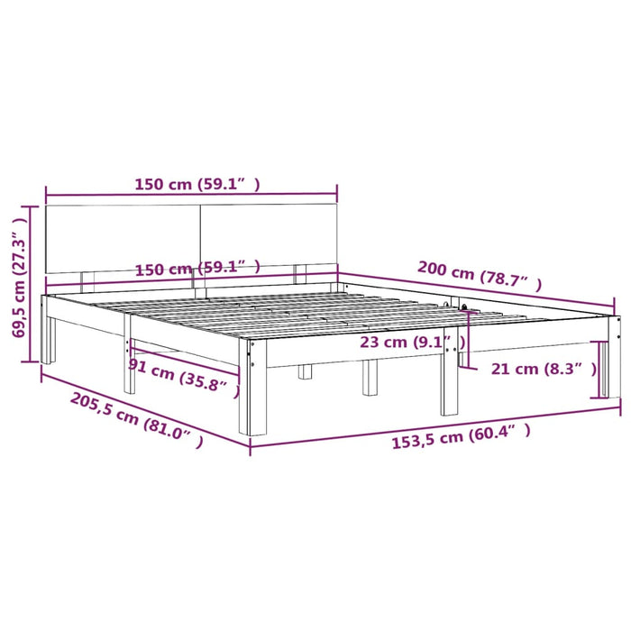 Giroletto Bianco in Legno Massello 150x200 cm 5FT King Size cod mxl 62027