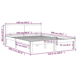 Giroletto Nero in Legno Massello 150x200 cm 5FT King Size cod mxl 55738