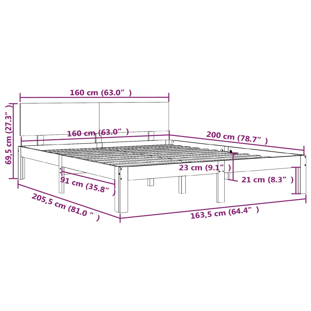 Giroletto in Legno Massello di Pino 160x200 cm cod mxl 65216