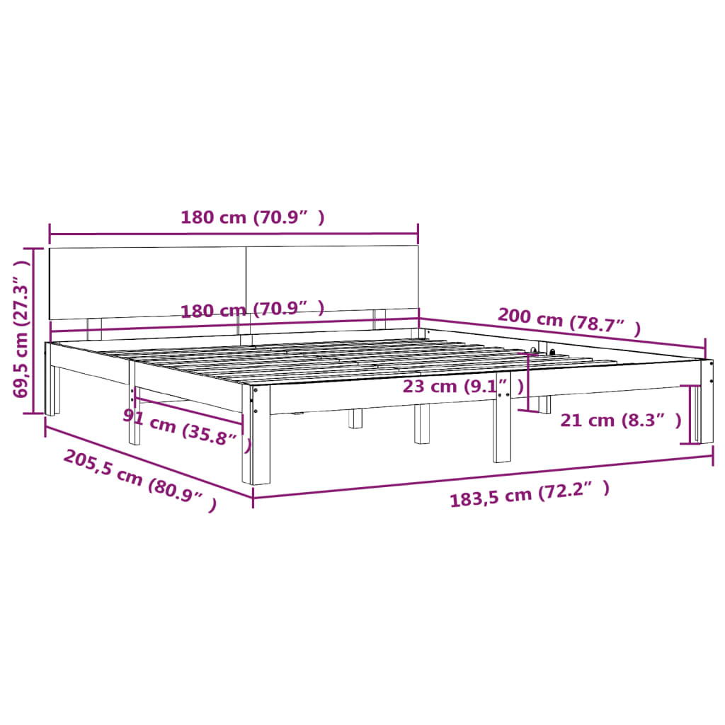 Giroletto in Legno Massello 180x200 cm Super King 810510